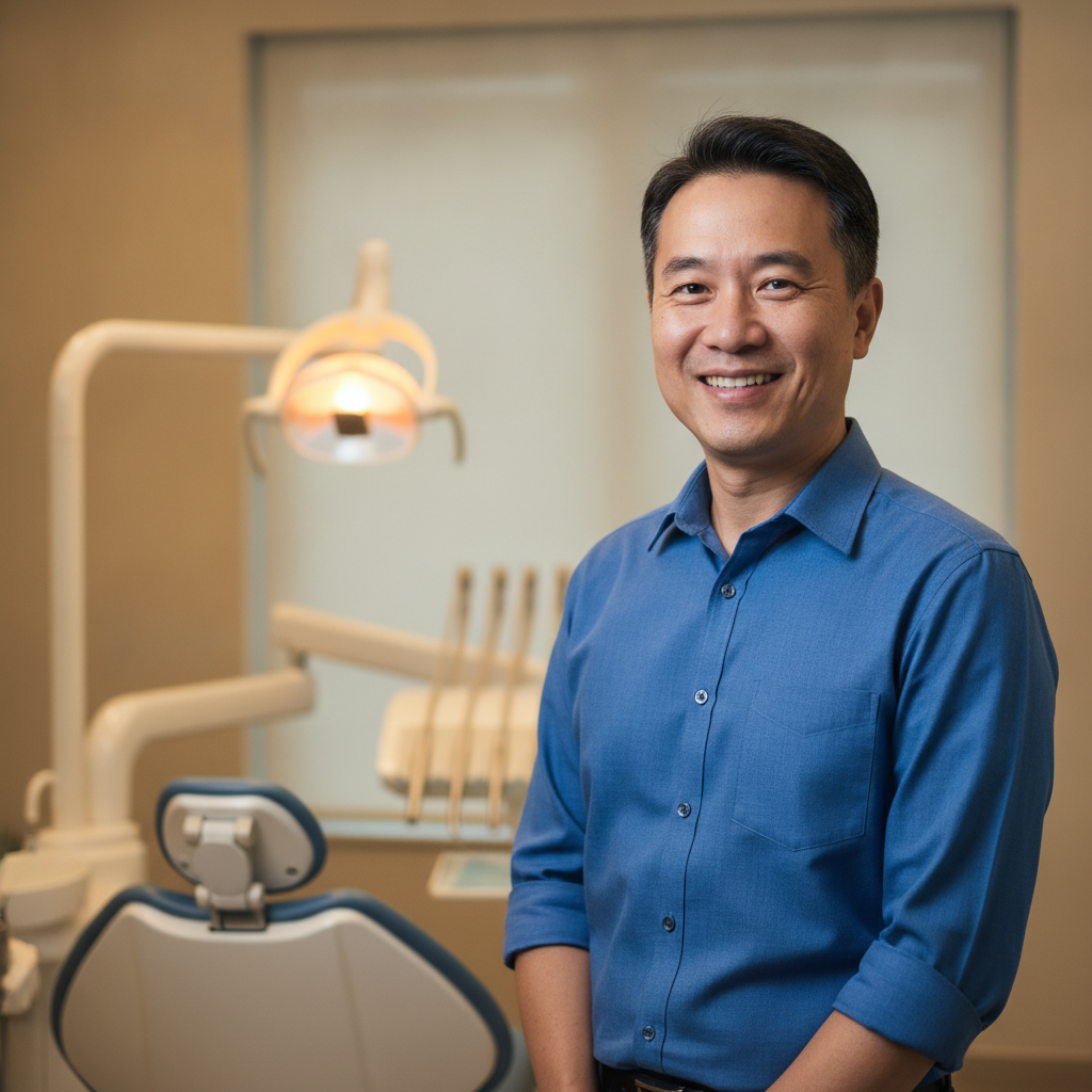 Confident man smiling after dental implant treatment at Platinum Dental Group
